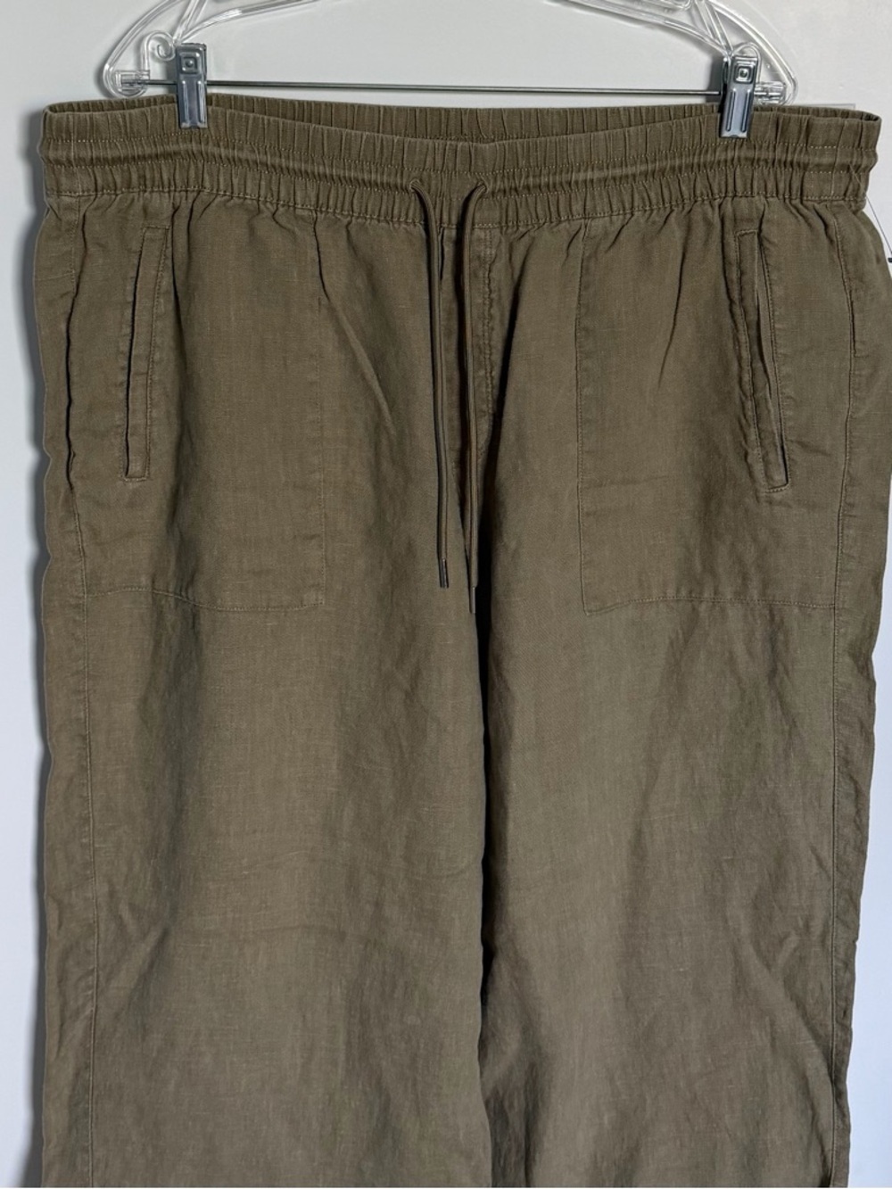 Athleta Olive Green Retreat Linen High Rise Wide Leg Pants Size 1X 54844 - Picture 4 of 12